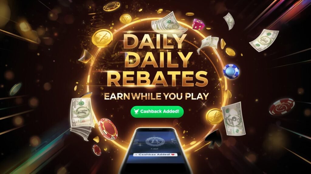 Nustargame casino rebate banner with coins returning to player wallet